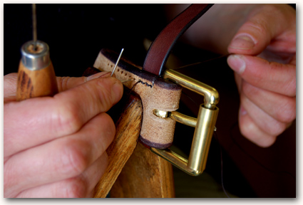 Stitching the Woodlore Leather Belt by hand