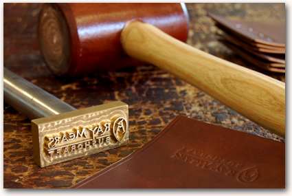 Leather stamp with Woodlore name